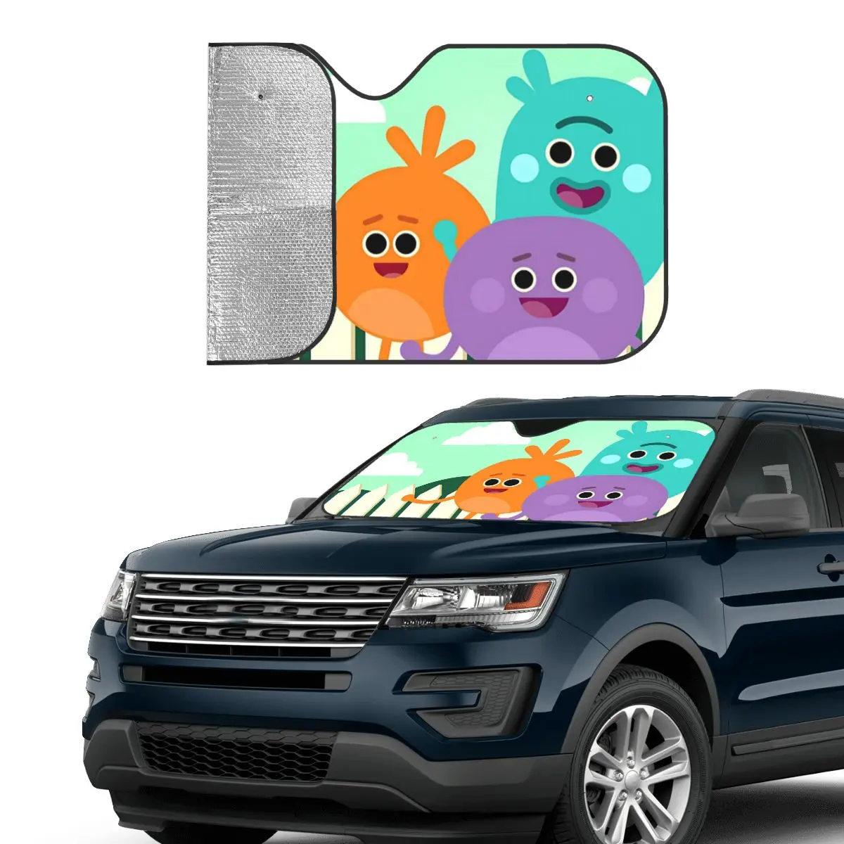 Bumble Nums Monsters Folding Windshield Sunshade Foils Car Window Windscreen Cover Sun Shade Protect