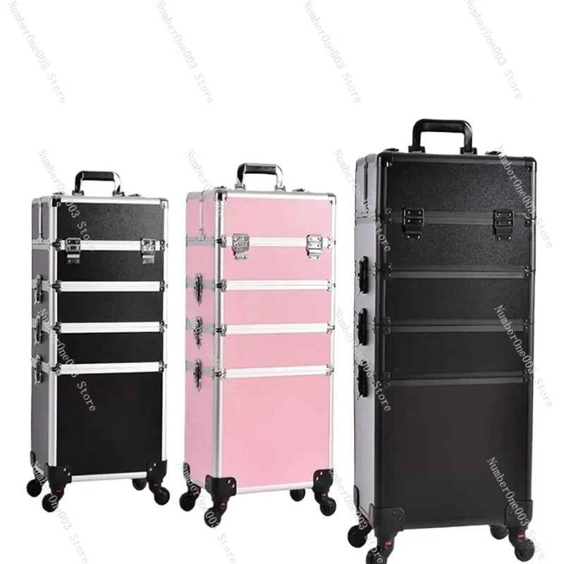 

4-in-1 Makeup Bag Trolley Rolling Luggage Detachable Wheels Suitcase Professional Makeup Case Travel Toolbox Storage Box