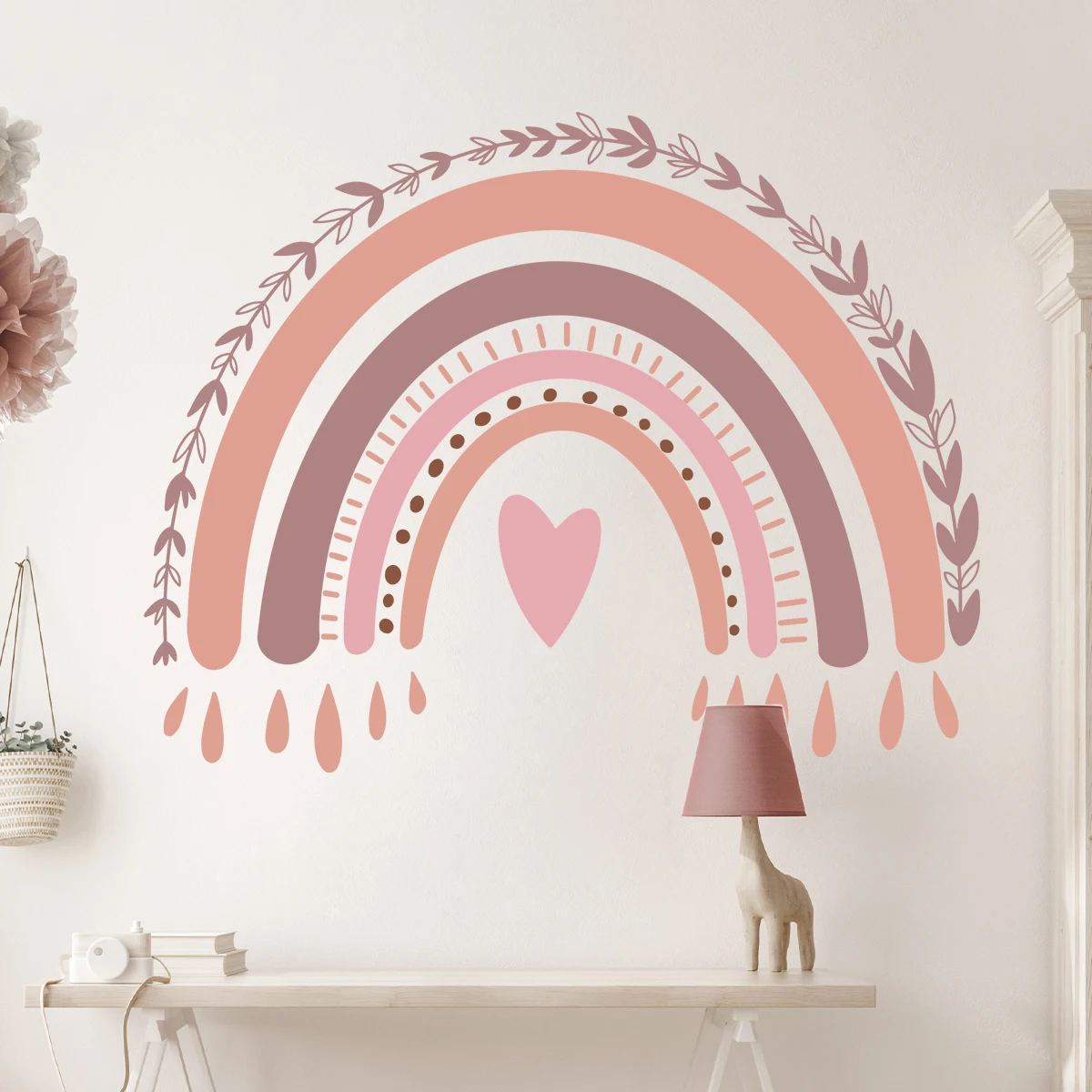 Cartoon Rainbow Heart-shaped Wall Sticker for Kids Room Children Room Decor Bedroom Living Room Home Decoration Wall Decals