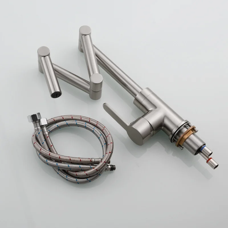 All Copper Folding Kitchen Sink Faucet Telescopic Hot And Cold Sitting Universal Rotating Sink Mixer Unique Golden Faucet