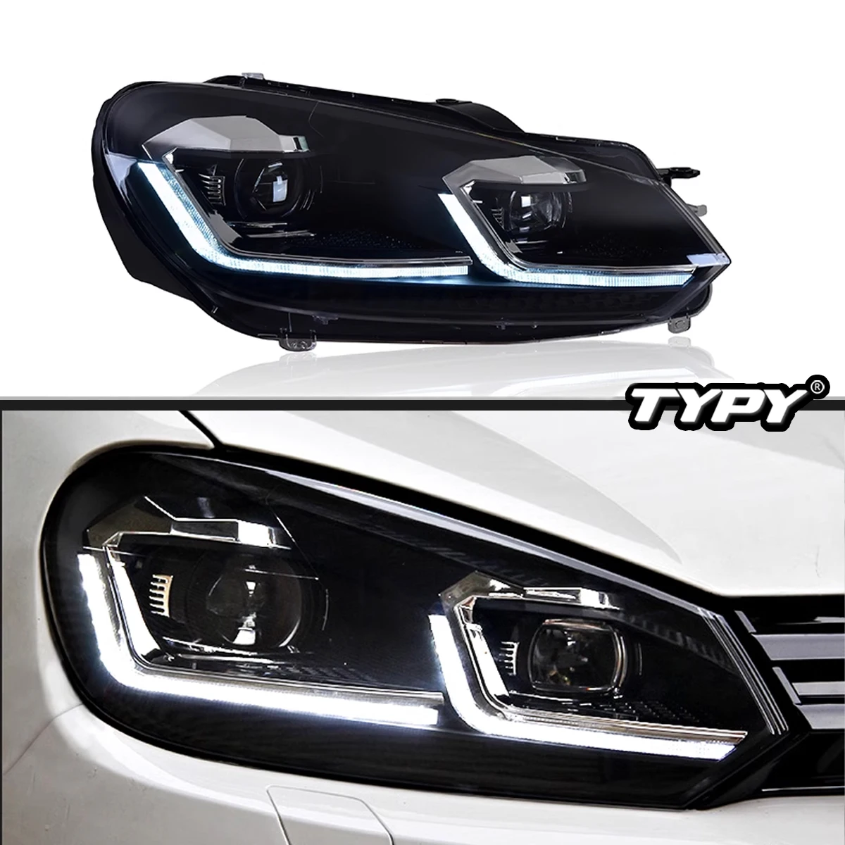 

Автомобильные фары TYPY для Volkswagen Golf6 MK6 2009-2012 светодиодный, автомобильные лампы, дневные ходовые огни, динамические Сигналы поворота, автомобильные аксессуары