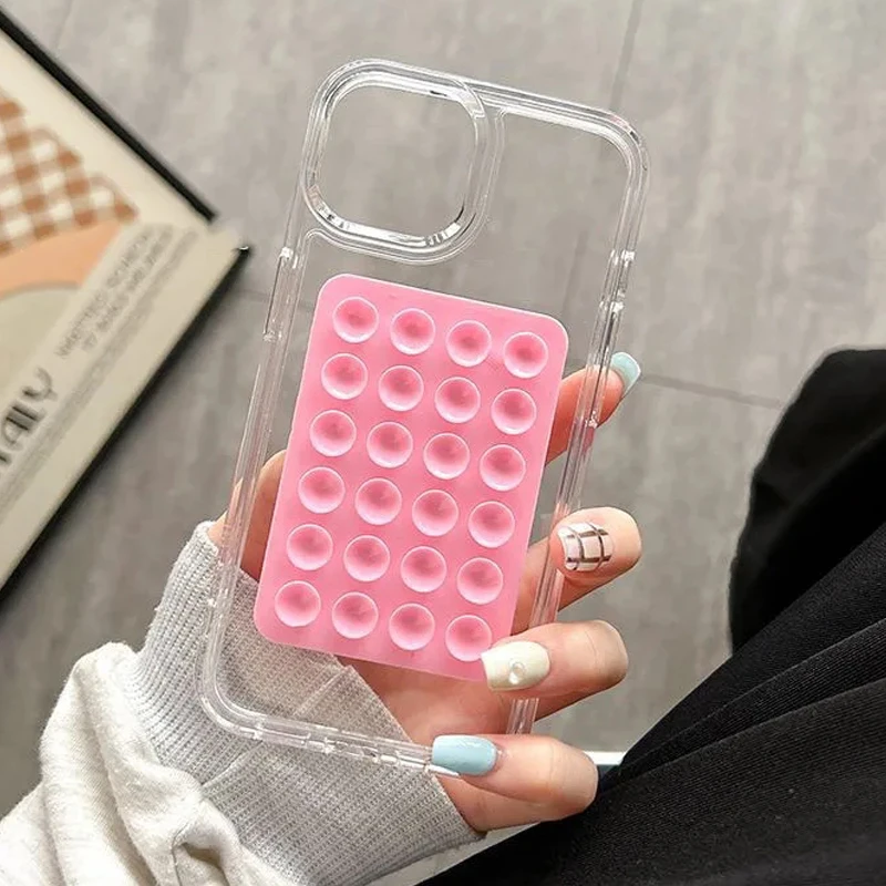 Etui 3D z przyssawką dla iPhone 15 11 12 Pro Max XR X XS 7 8 Plus SE 2020 etui na iPhone 14 13 Pro XS Max przezroczyste Fundas