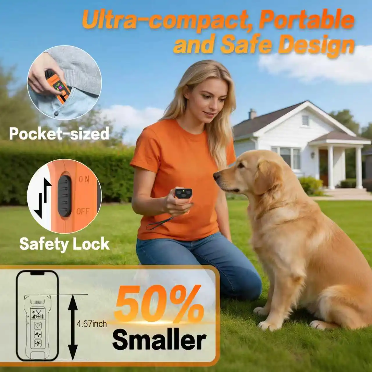 WXRPET Hunde-Abwehrgerät Ultraschall-Hundetraining-Gerät Wiederaufladbares Anti-Hundegebell-Abschreckungsgerät Mit LED-Taschenlampe – Detail 8