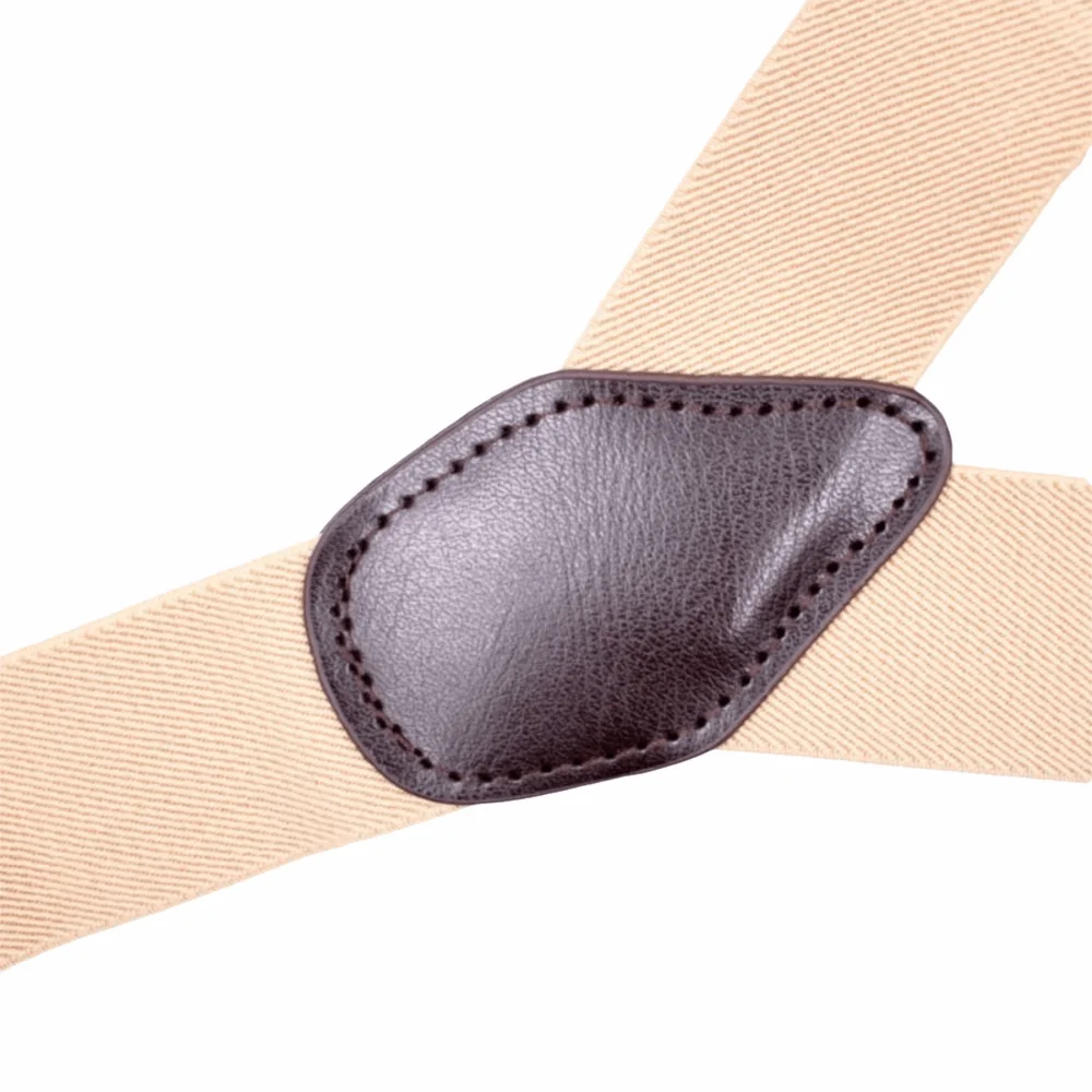 Solid Color Vintage Suspenders Leather Trimmed Button End Button End Suspenders Y Back Elastic Straps Elastic Suspenders Adult