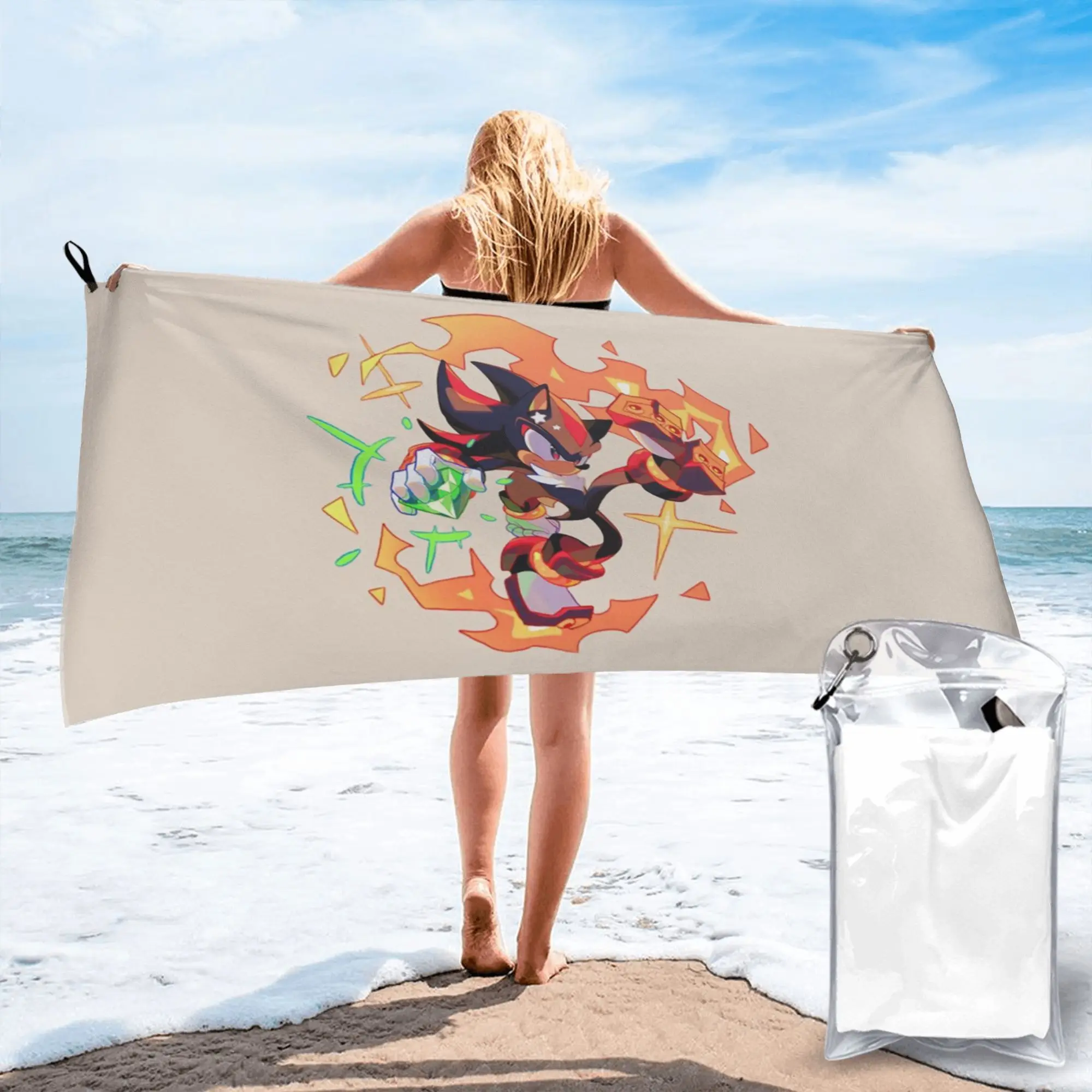 Shadow The Hedgehog Beach Towel Soft Microfiber Quick Dry Absorbent Quick Towels For Mountain Climbing