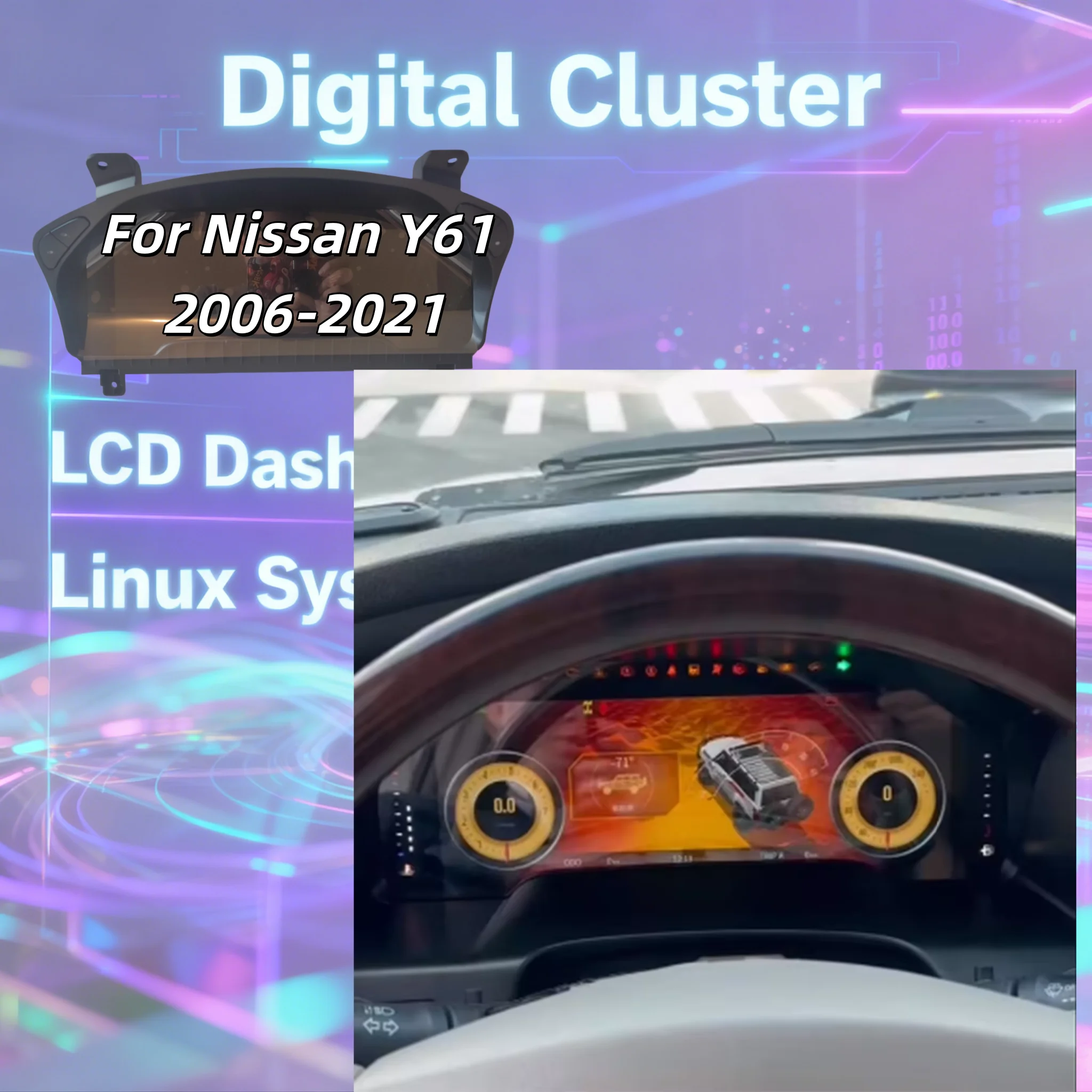 Velocímetro y Odómetro Digital para Auto, Panel de Instrumentos Virtual para Nissan Y61 2006-2021 Patrol, Pantalla de Cabina Virtual NUEVA