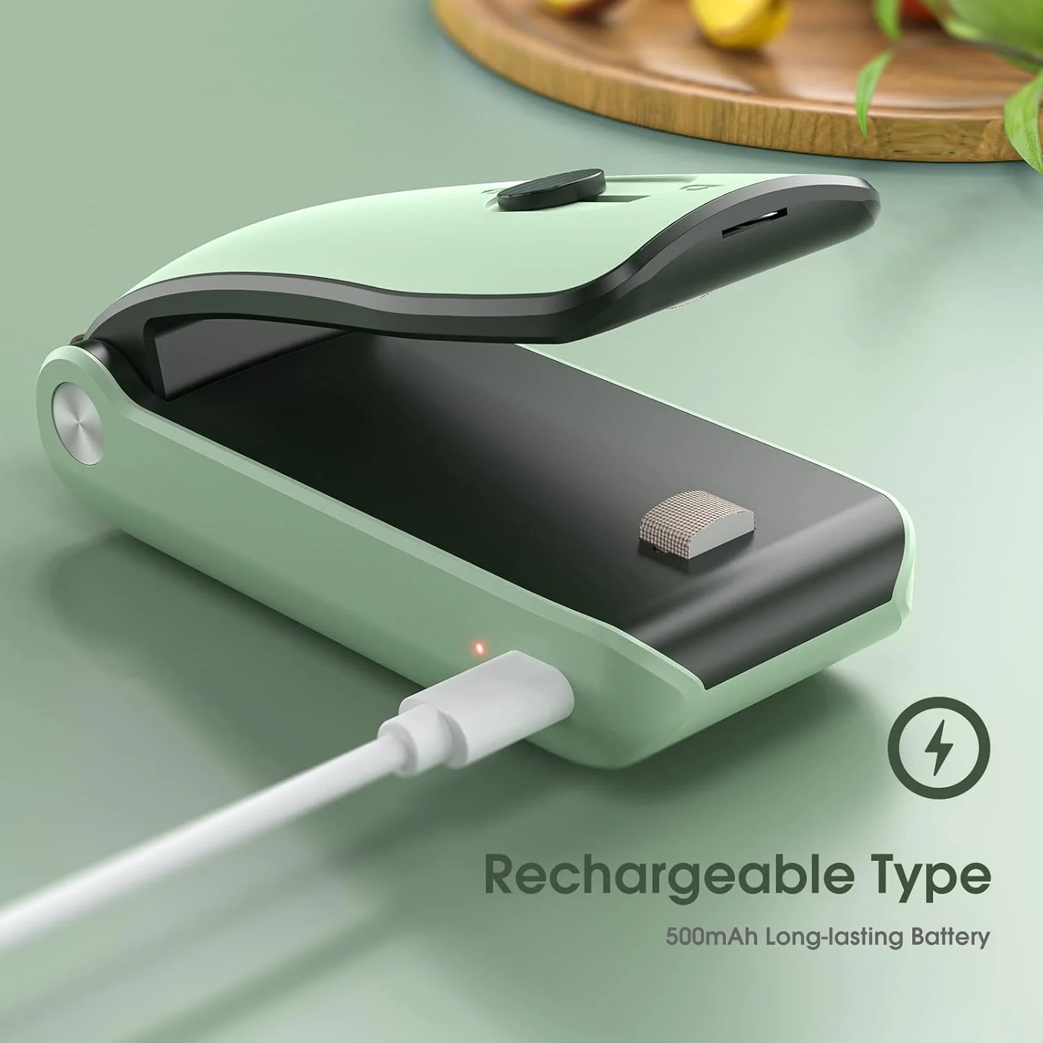 

Mini Bag Sealer, 2 in 1 Rechargeable Heat Sealer Portable Bag Sealing Machine, Vaccum Plastic Bag Resealer, Keep Food Chips Coo