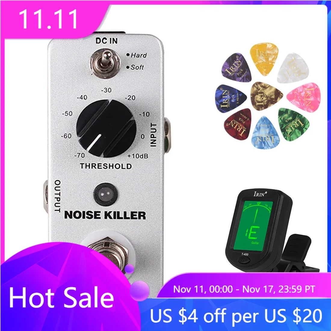 Noise Killer Guitar Effect Pedal Noise Canceller Noise Reducer Guitar Pedal Noise Reduction True Bypass Guitar Accessories