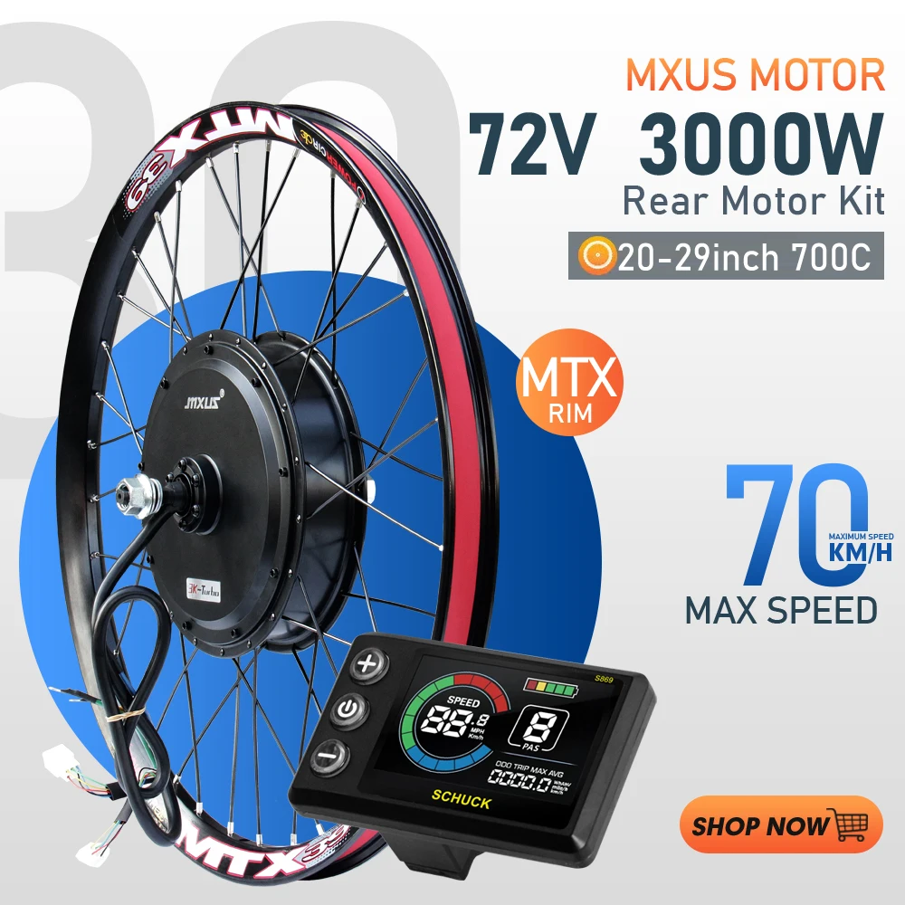 

MTX 72V 3000W Electric Bicycle Conversion Kit Rear Brushless Hub Motor Wheel 135-142mm Dropout Ebike Motor Wheel Conversion Kit