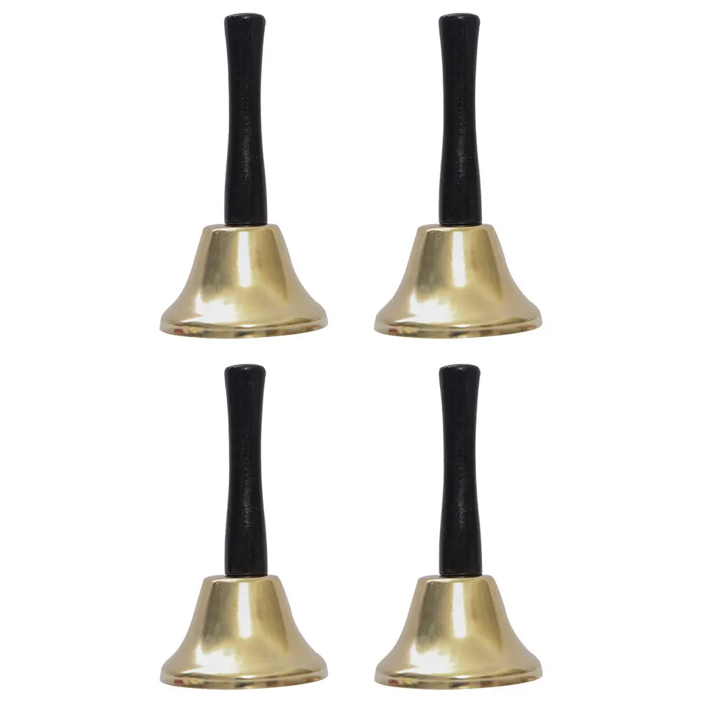 

4Pcs Gold Hand Bells Durable Metal Bar Restaurant Call Bells Christmas Decoration Table Bell Metal Bell for Bar