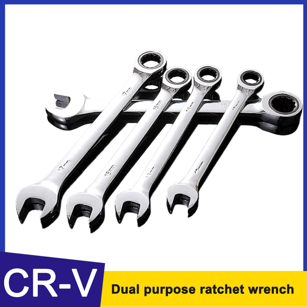 6mm~32mm Dual-purpose Torx Open Ratchet Wrench Chrome Vanadium Steel Multifunctional Quick Mirror Wrench Double-headed Tool