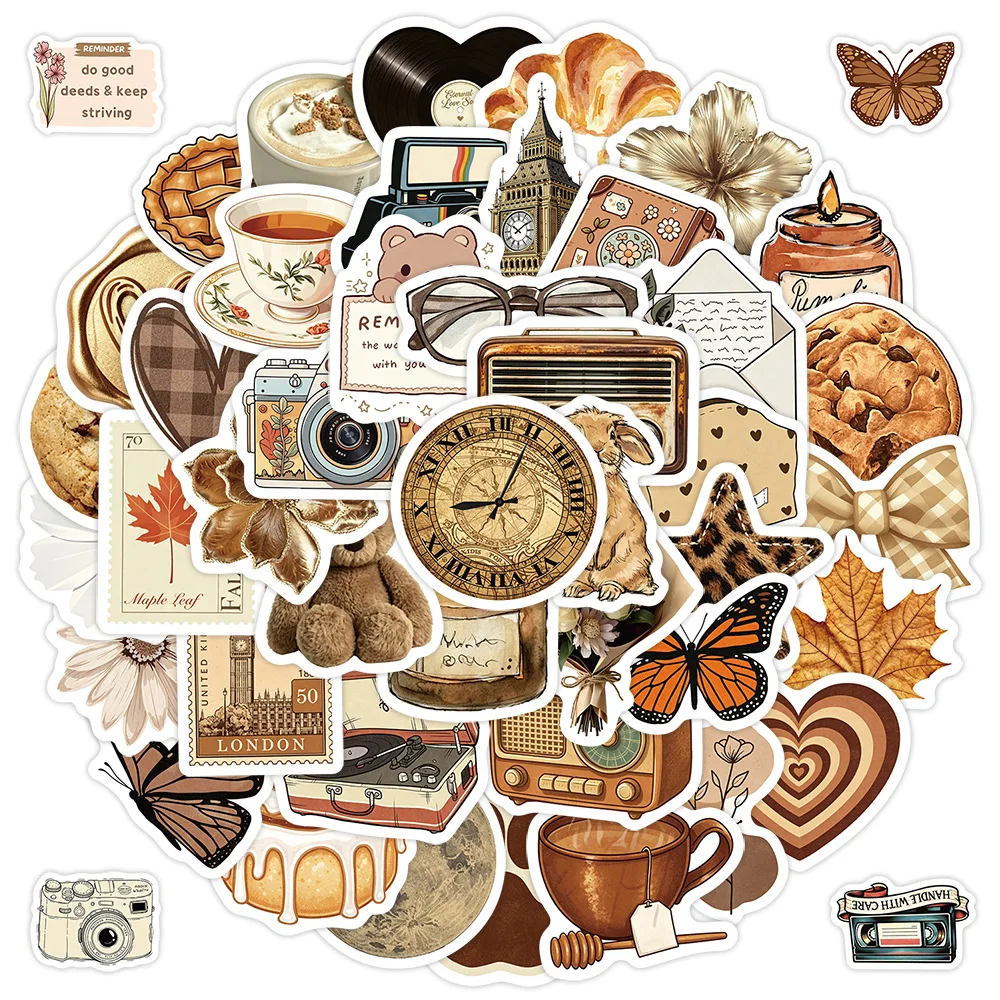 10/50PCS Coffee Aesthetic Stickers Personalized Creative DIY Water Cup Scrapbook Diary Book Desk Bicycle Waterproof Decal