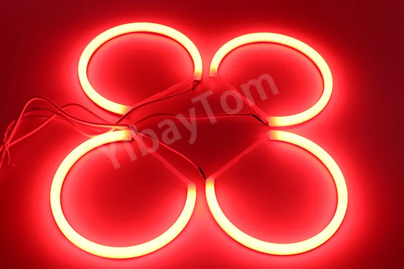 4x131mm Remote RGB SMD Baumwolle LED Angel Eye Ring Kit für BMW 3 5 7er E36 E38 E39 E46 (mit versteckten Xenon Scheinwerfern)