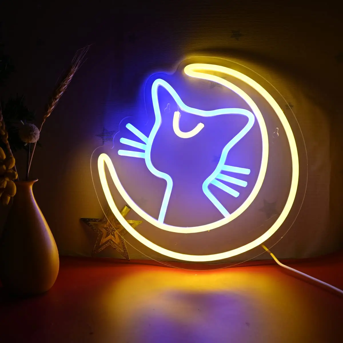 Sailor Moon Luna Neon Sign Anime Magic Cat LED Neon Lights for Wall Decor Game Room Girls Room Kids Birthday Xmas Easter Gift