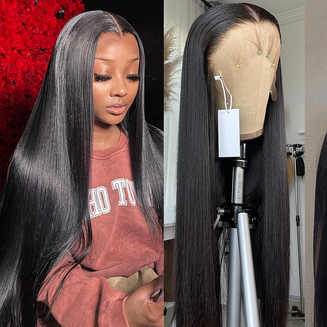 

Черные прямые парики из натуральных волос 13x6 Hd Парик фронтальной части шнурка 30 34 40 дюймов 13x4 Бразильский предварительно сорванный парик фронта шнурка для женщин