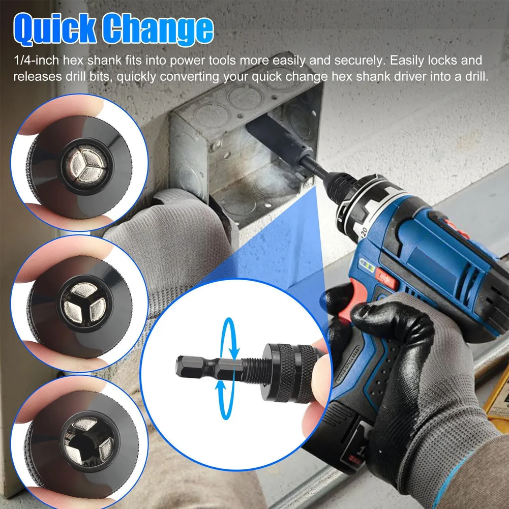 Quick Change Hex Shank Drill Chuck 0.3-3.6mm Three Jaw Keyless Design For Electric Grinder And Rotary Tool Accessories