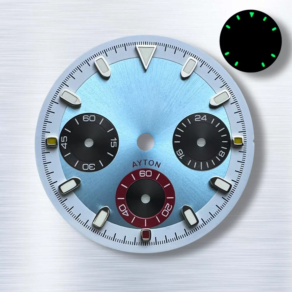 29.5mm VK63 Dial S Logo Panda DTN Dial Fit VK63 Movement High-Quality Dial Watch Modification Accessories Green Luminous