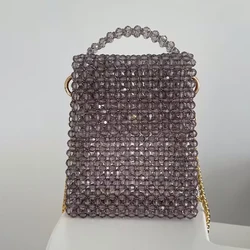 Clutches Crystal Bead Bag Women Luxury Handbags Evening Shopping Dinner Handmade Small Chain Gift for Her Design Purses Summer