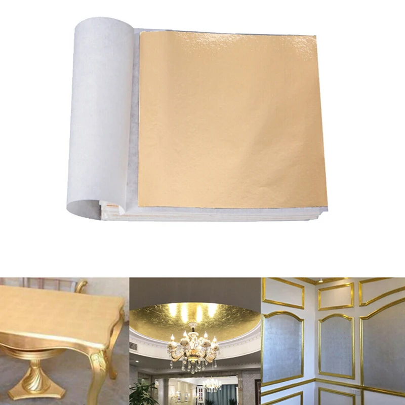 100 Sheets Gold Foil Leaf Gilding Handicrafts Craft Paper Decoration Tool