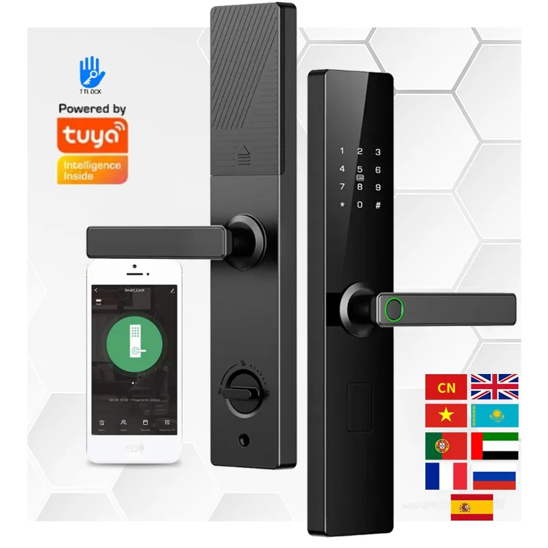 Tuya APP Fingerprint Smart Door Lock Entrance Door Password IC Card Electronic To Unlock Remotely