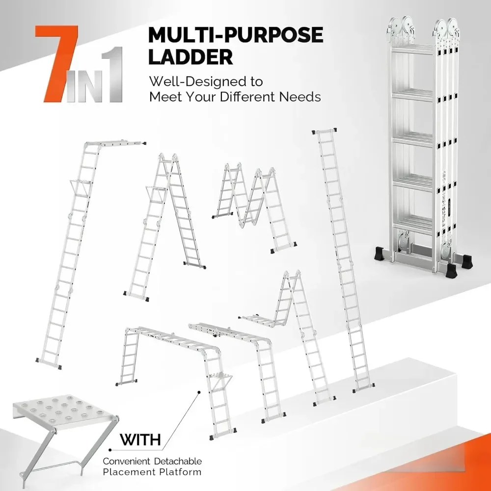 for Folding Ladder Multi-Purpose Aluminium Extension 7 in 1 Step Heavy Duty Combination EN