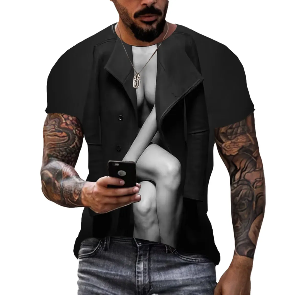 New Sexy Girl Hip Hop Spoof Summer Men\'s T-shirt Fashion Street Alternative Trend Design Large Size O-neck Senior 3D Printed Top