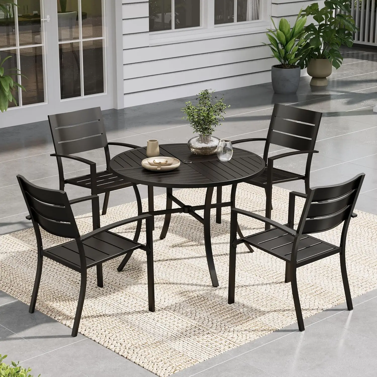 

Круглый металлический обеденный комплект для патио, 42 дюйма, 5 предметов, уличная мебель на 4 человека, на заказ