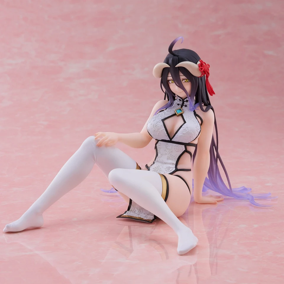 Original Genuine TAITO Desktop Cute OVERLORD 13cm Albedo With Cheongsam Cute Doll Figure Model Ornaments Collection Gift Toys