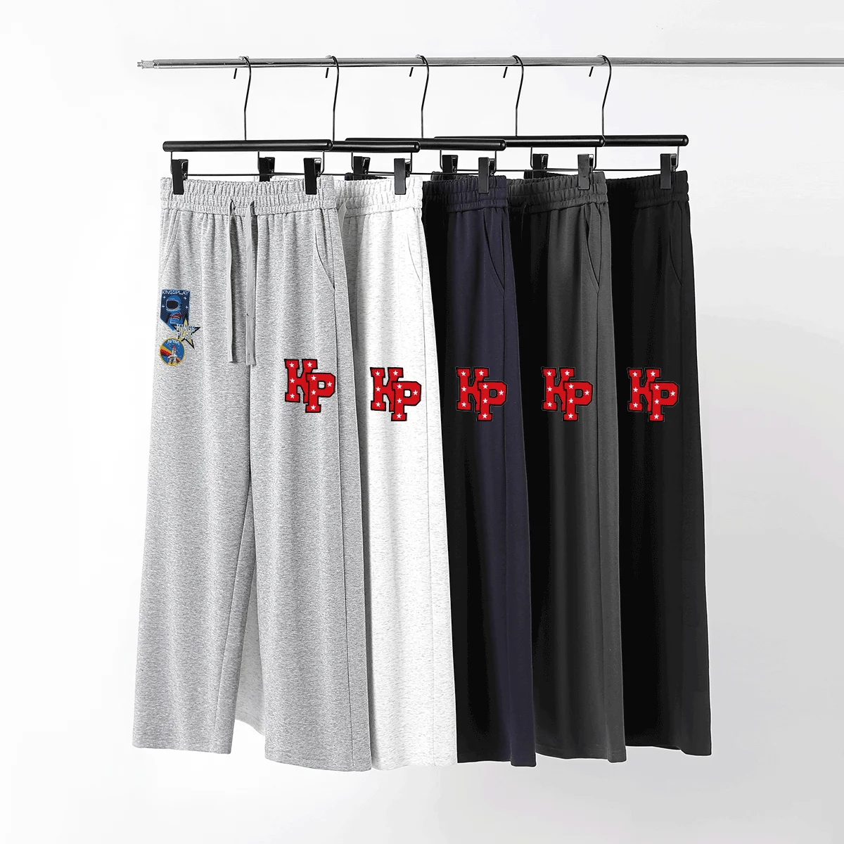 Y2K سراويل رياضية فضفاضة مستقيمة الساق للرجال، تصميم طباعة شخصية، سراويل غير رسمية على طراز الهيب هوب هاراجوكو، أزياء الشارع #1