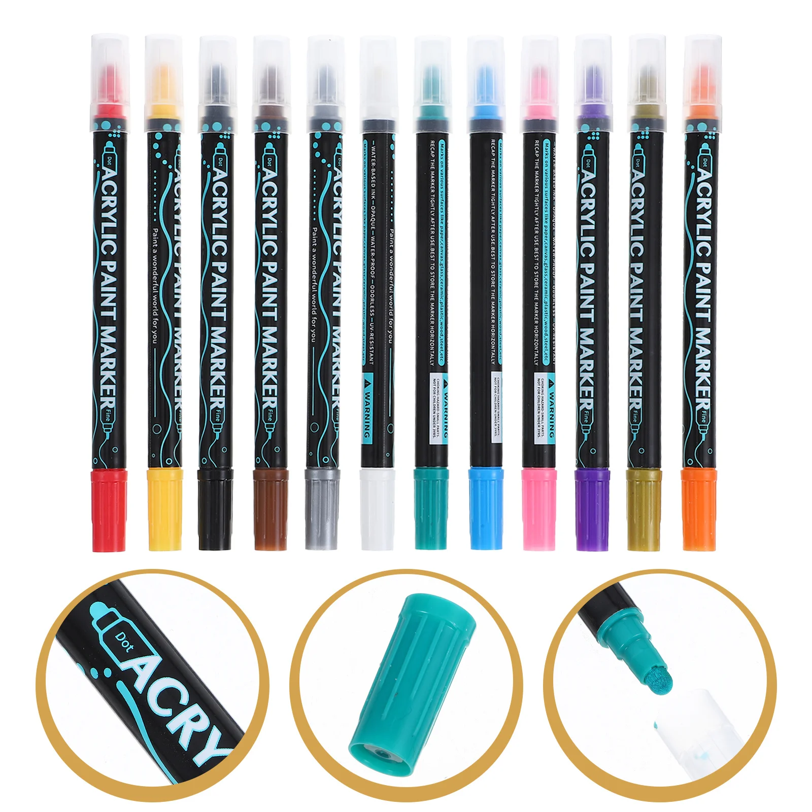 

12 шт. акриловые маркеры с тонким кончиком, ручки для рисования, художественные ремесла, скрапбукинг на дереве, камне, стекле, пластиковые маркеры
