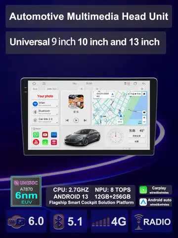 업그레이드 UIS 7870, 안드로이드 13, 범용 자동차 멀티미디어, AI 음성 mp5 Palyer, GPS 내비게이션, 카플레이, 자동 스테레오 라디오 헤드 유닛