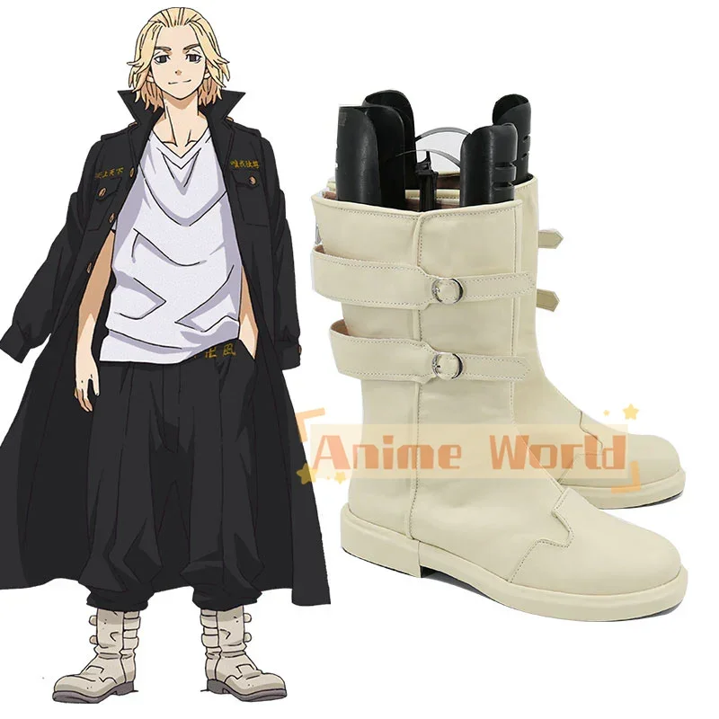 Manjiro Sano Scarpe gialle chiare Stivali cosplay Scarpe Stivali di carnevale di Halloween realizzati su misura