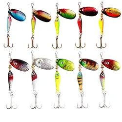 10pcs/Set Spinner Lures 9.1g 7cm Sequins Iscas Artificial Hard Baits Crap Bass Pike Treble Hook Tackle Accessories
