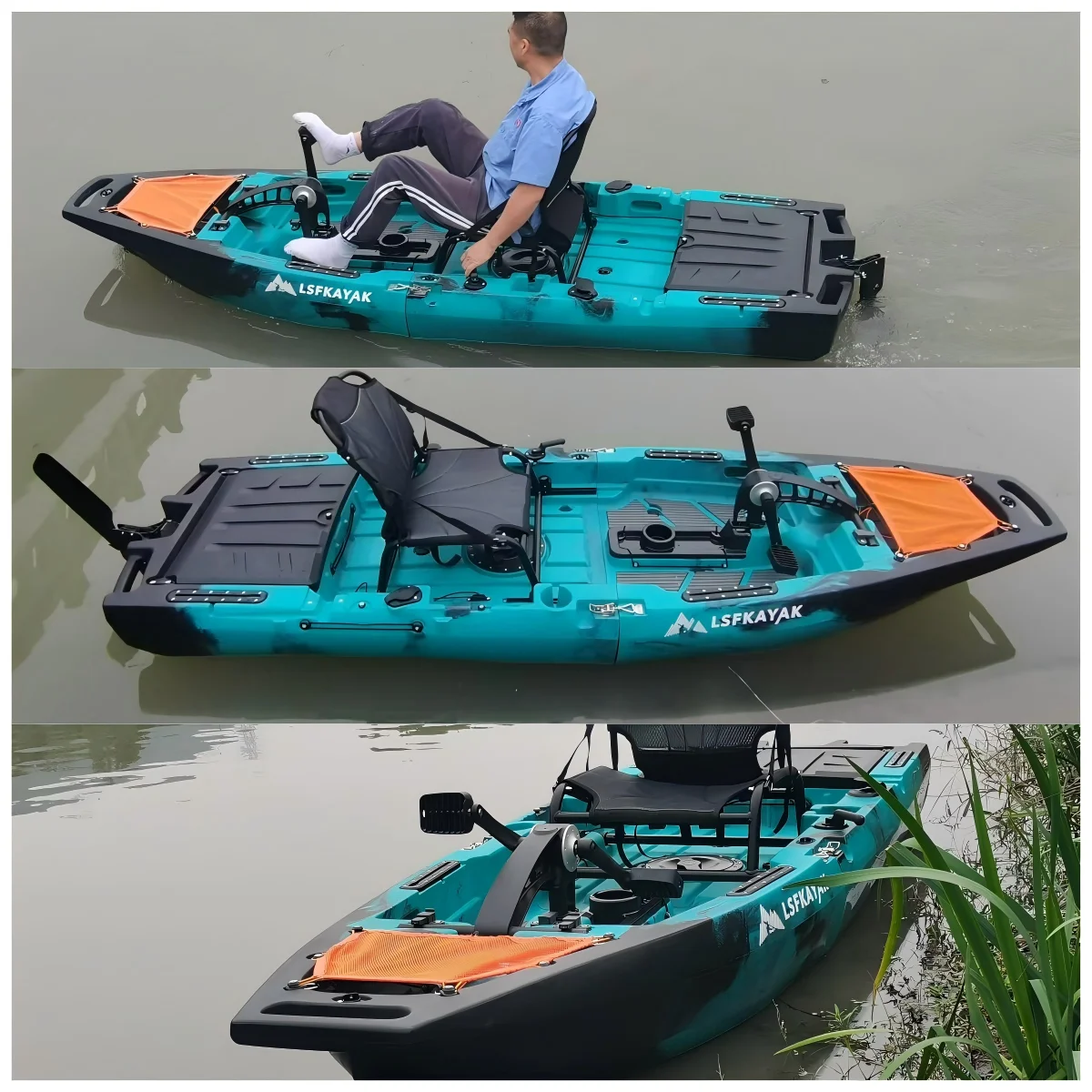 

NEW Modular 9.5ft Fin Drive Foot Pedal Paddle Motorized Plastic Fishing Kayak Rotomolding Canoe Chinese Kayak Factory