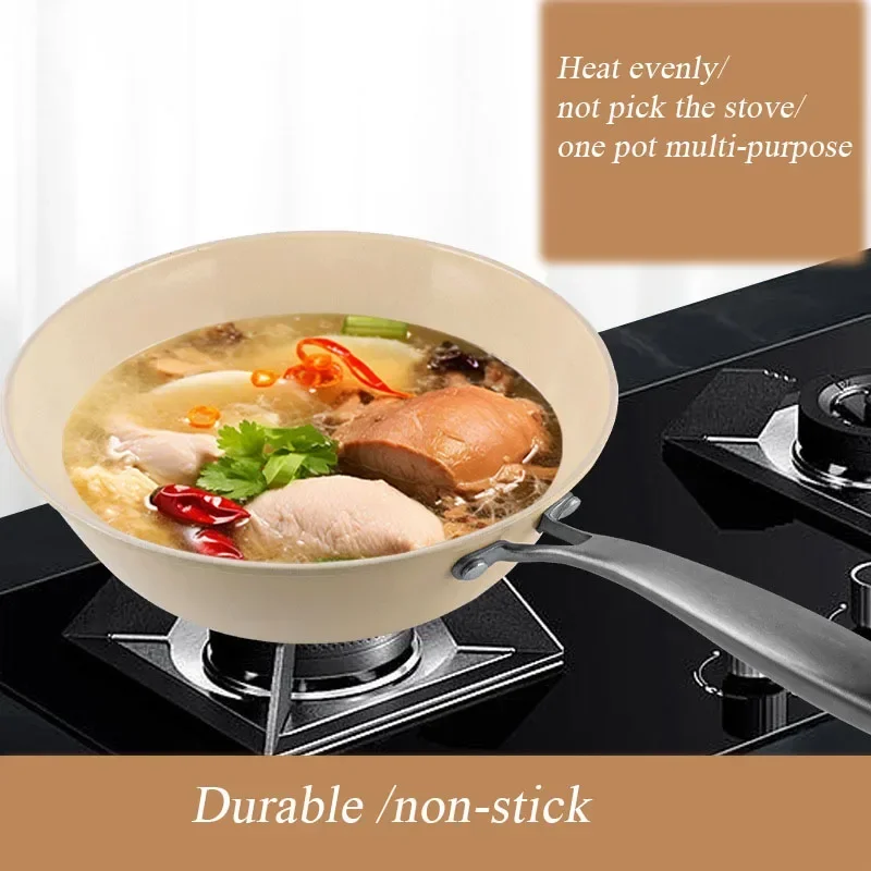 28CM Multi-functional Ceramic Non-stick Pan Universal Household Saucepan with Lid And Two-way Diversion Port