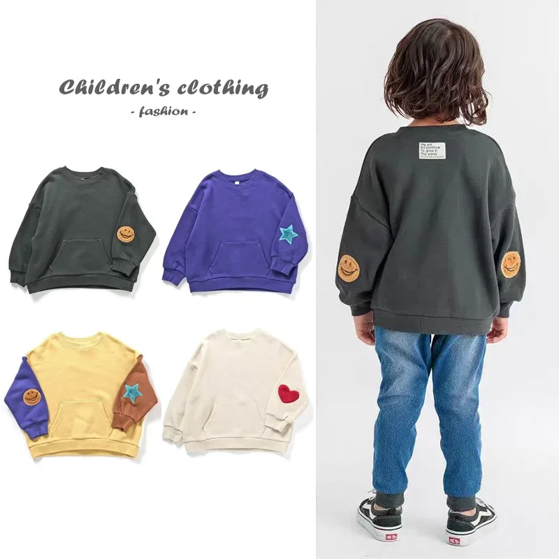 

The new 2025 autumn and winter sweatshirt with five-pointed star smiley face embroidery is trendy and unique