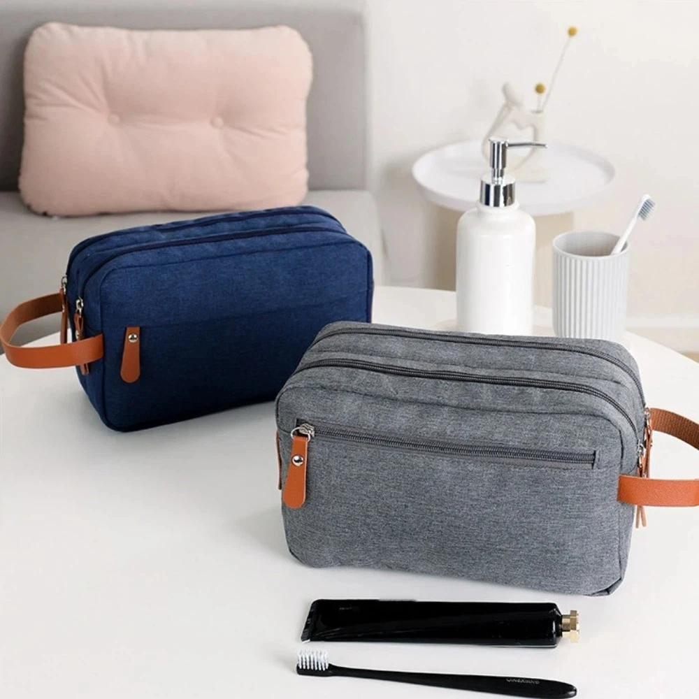 

Simple Fashion Waterproof Men Wash Bag Oxford Cloth Cosmetic Storage Travel Storage Bag Zippered Handle Makeup Bag Toiletries