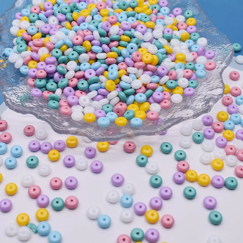 New Color 6x3mm 15g Mixed Color Glass Bead Wheel Flat Round Loose Beads for Jwelry Making DIY Accessories Handmade