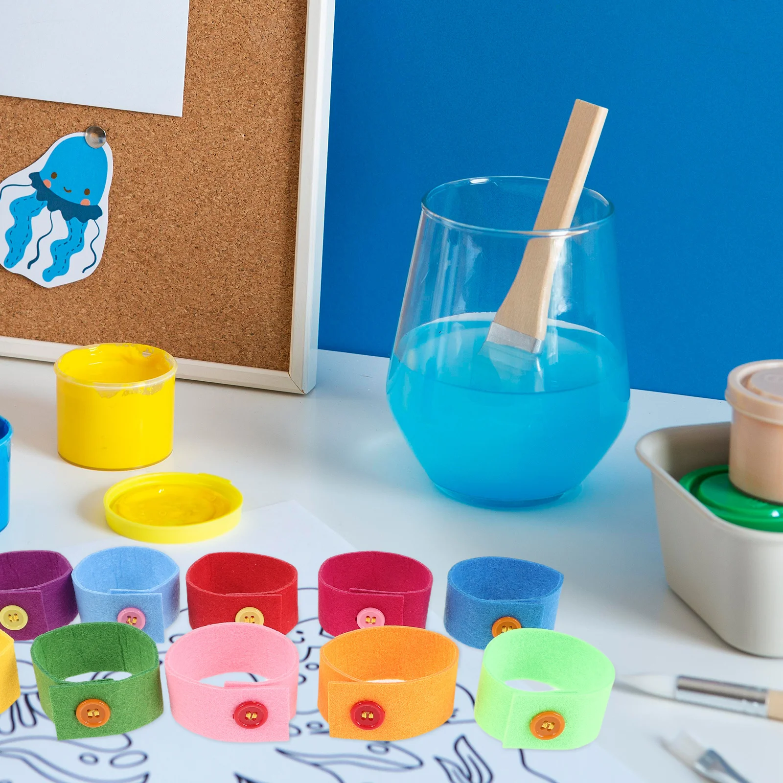 40pcs Felt Wristbands Adjustable Button Closure Solid Color For Kids School Party Favor Activities Montessori Learning Craft