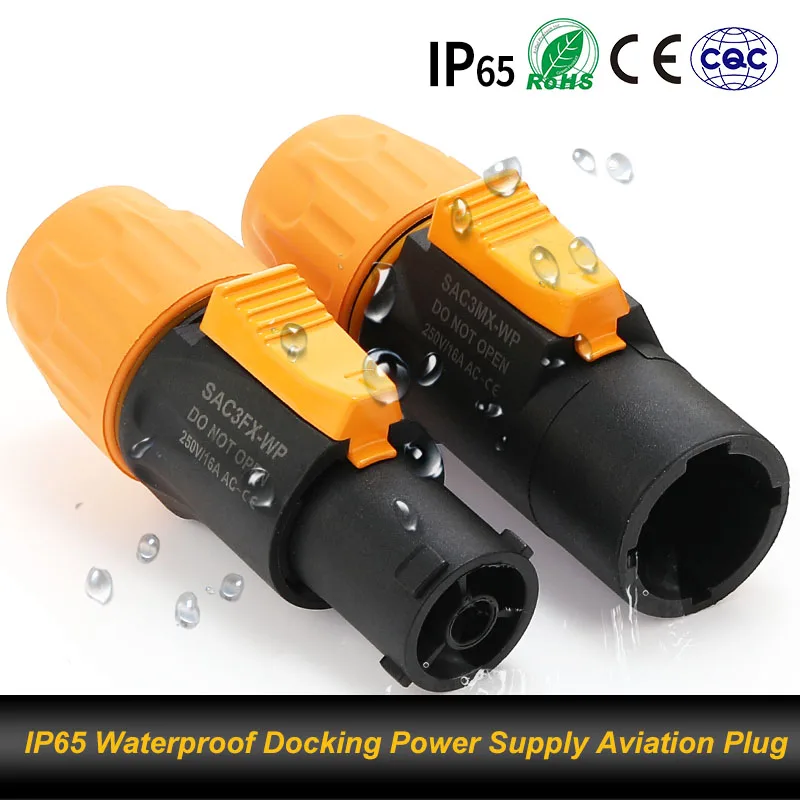 

20Pc IP65 Waterproof 3-Core NAC Power Supply Male/Female Docking Aviation Plug/Socket Industrial Audio LED Large Screen Lighting