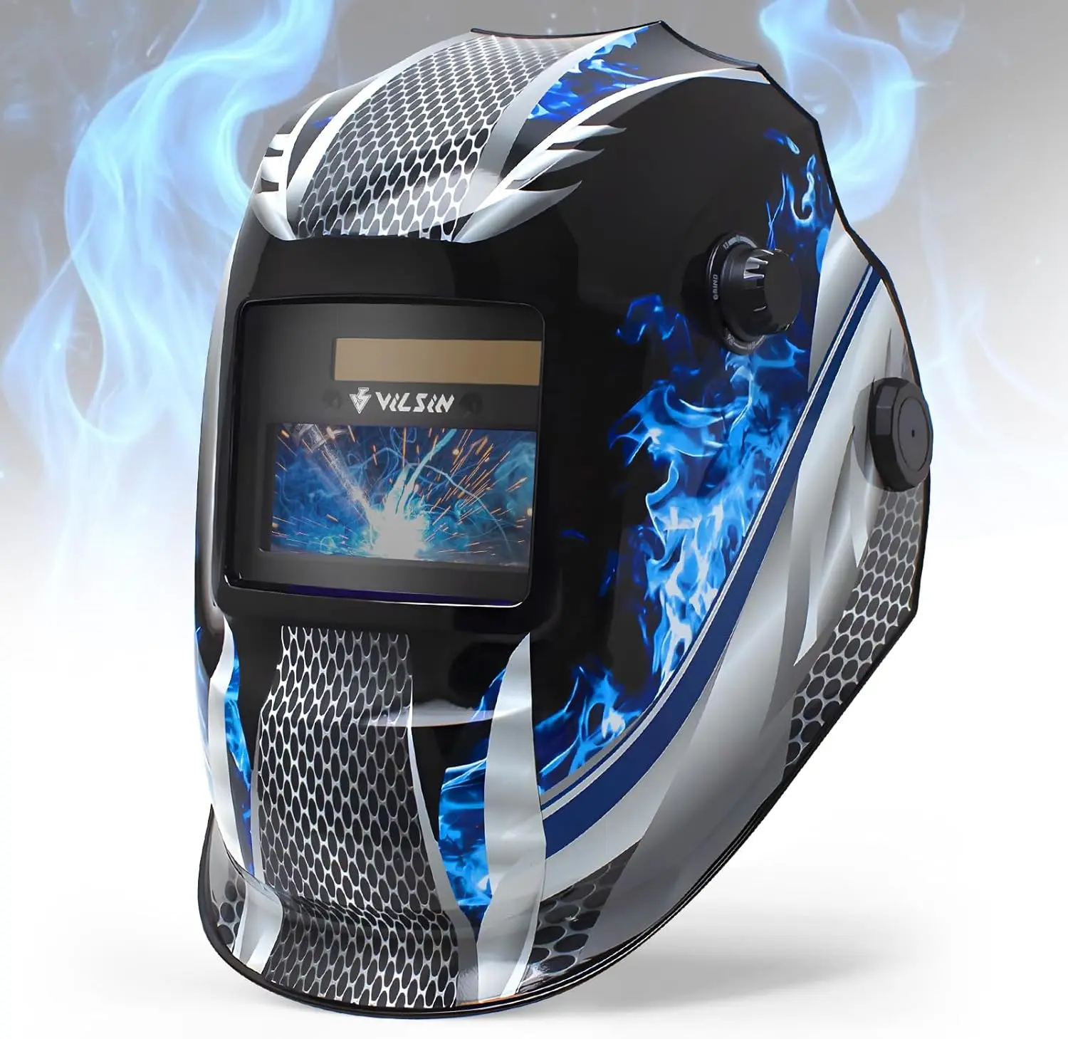 

Auto Darkening Welding Helmet with Large View, Solar Powered, Wide Shade Range for TIG MIG ARC Welding
