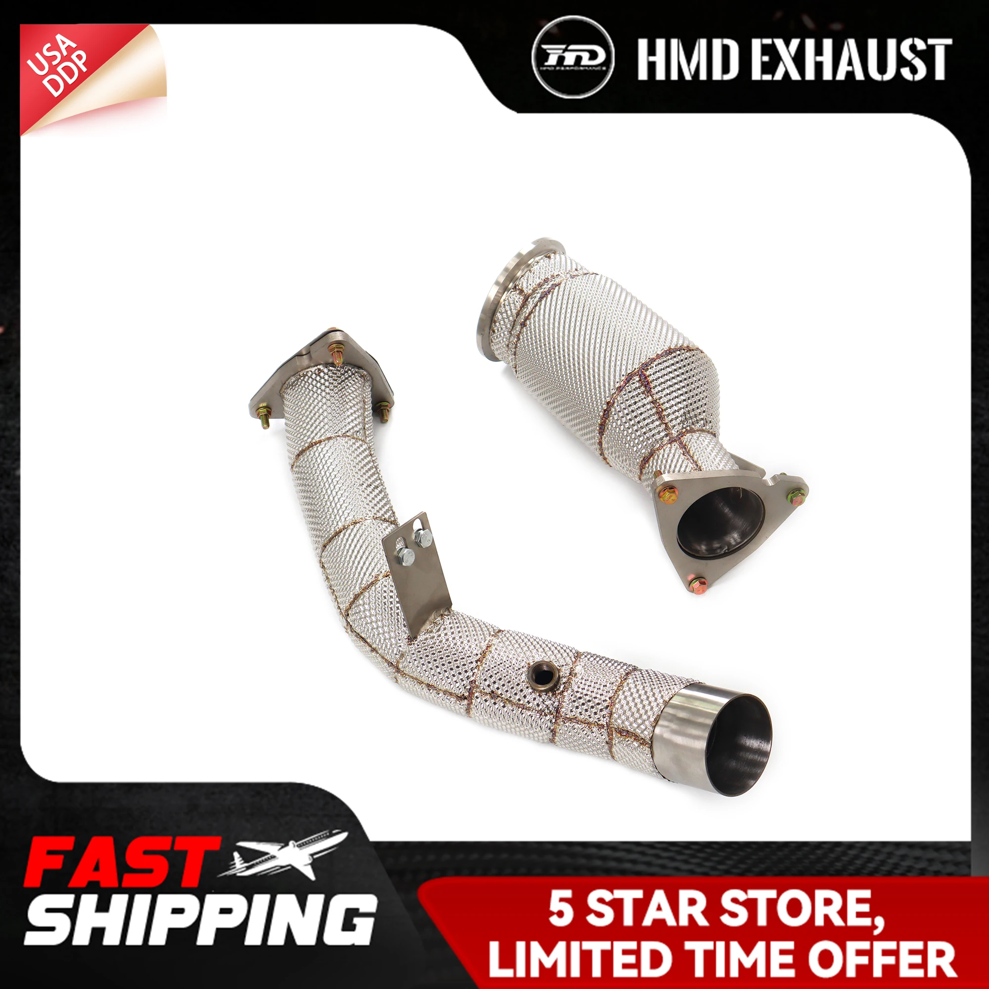 

HMD Downpipe for Range Rover Sport 3.0T Stainless steel Resonant Tube full Exhaust pipe High performance ﻿
