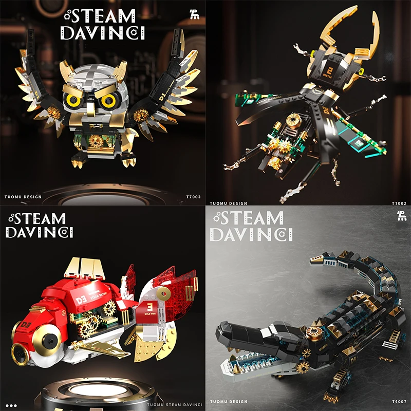 

Скорпион, крокодилы, совы, насекомые, рыба, бионические механические животные, модель строительных блоков, игрушка в стиле стимпанк, подарки на день рождения для детей