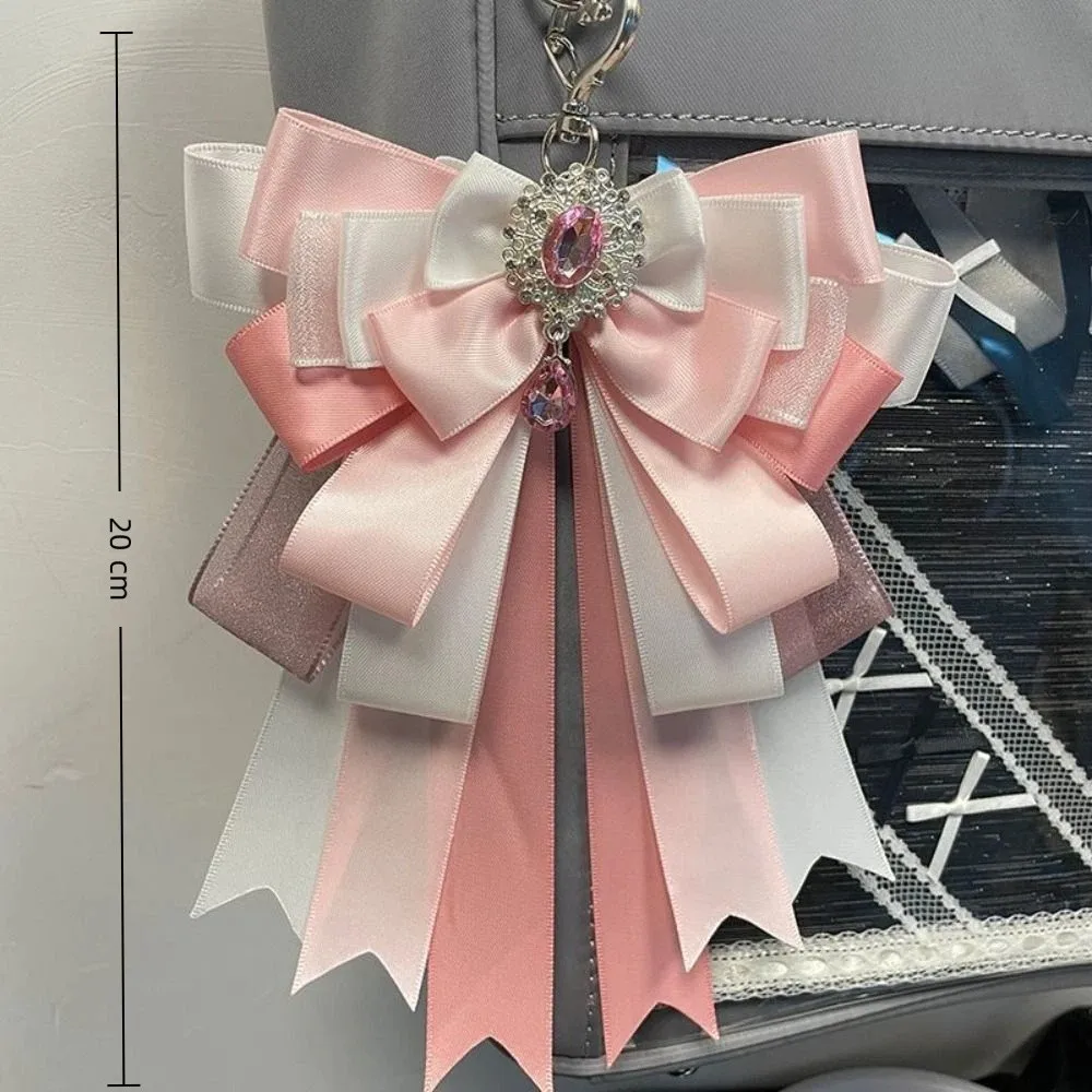 طبقة مزدوجة القوس قلادة Ins نمط الشريط القوس Itabag تزيين مُثبت متعدد الألوان لوليتا Itabag قلادة للأصدقاء هدية