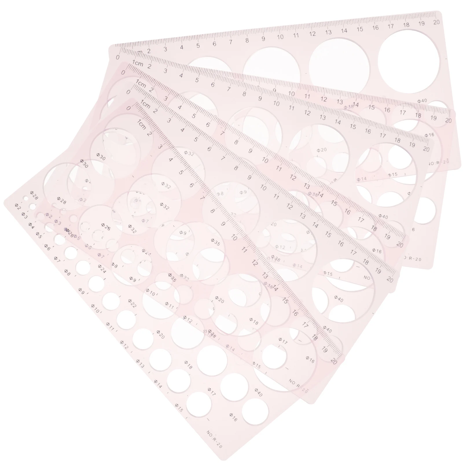 

6pcs Circle Hole Templates Lightweight Plastic Rulers Geometric Drawing Tools Engineering Supplies Student Accessories
