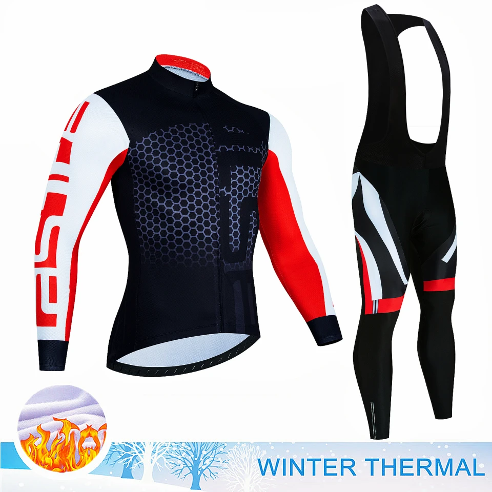 Winter Thermal Fleece Cycling Jersey Set Bicycle Sportwear MTB Uniform Ropa Ciclismo Road Bike Clothing Bicicleta Long Bib Pants