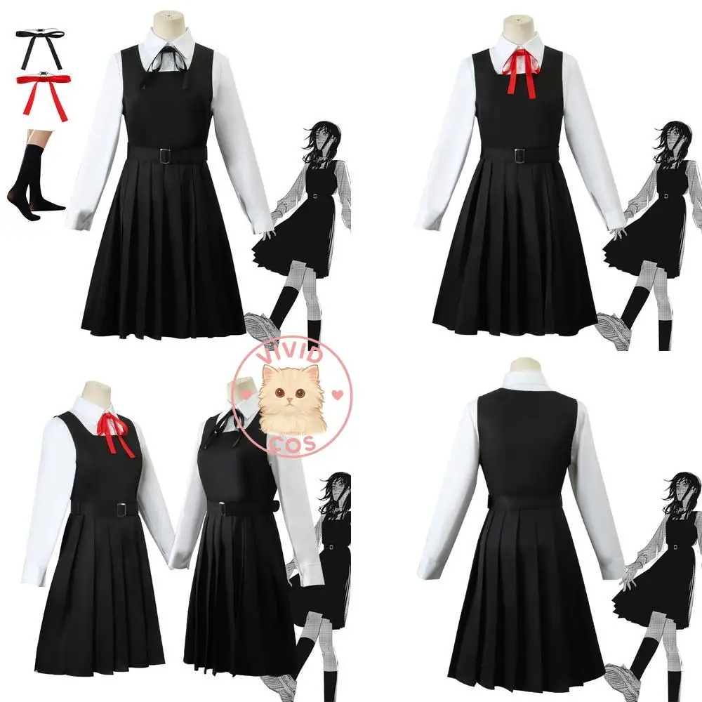 

Chainsaw Man Cosplay Costume Anime Asa Mitaka Black Fashion School Uniform Set Classic Role Play Women Wig Comic Con Halloween