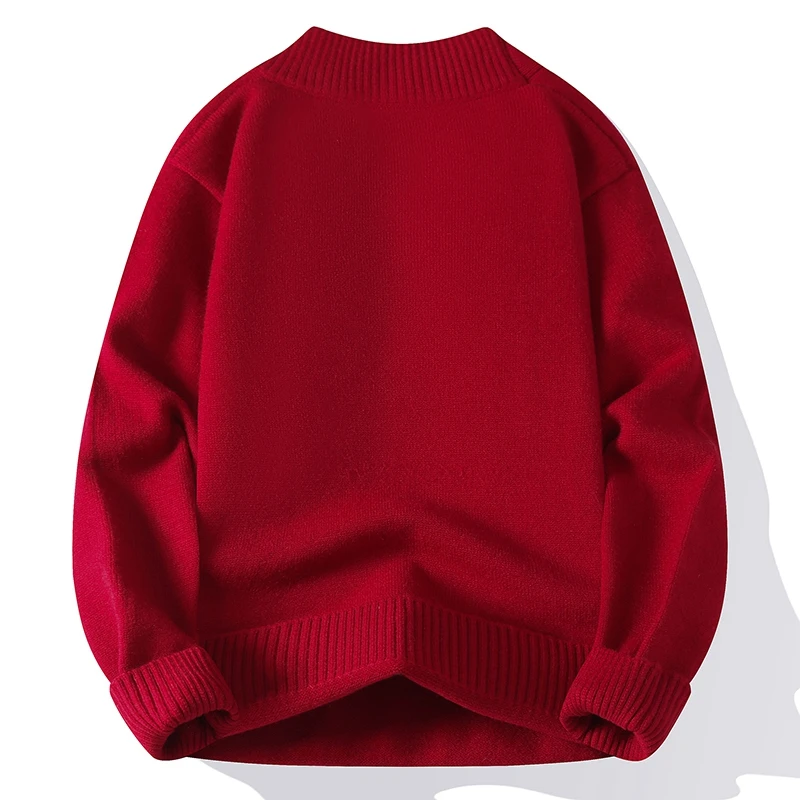 Men's New High-end Design Autumn Sweater Thick With Scarf High-Quality Warm Base Layer Shirt Knitted Shirt Trendy Pullover Shirt