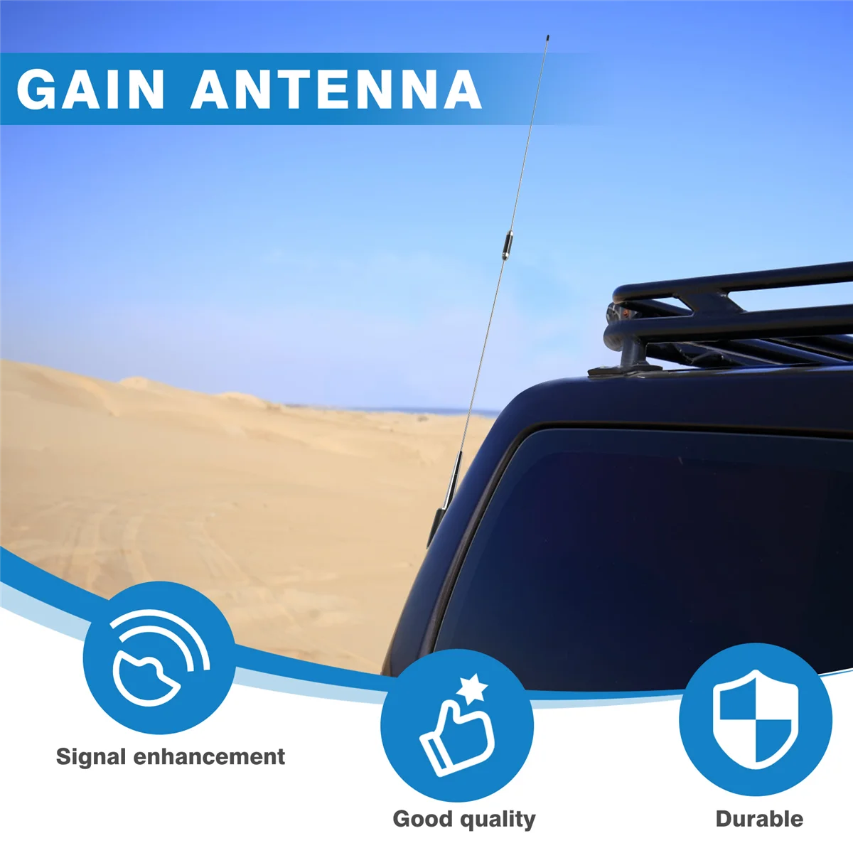 Detalles del nuevo plata UHF 400-470 MHz 200W 5.5dB SL-16 PL-259 antena de radio móvil para coche G