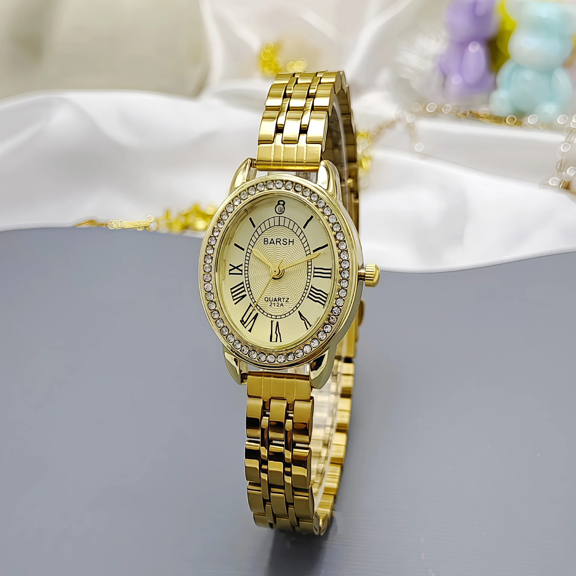 أزياء المرأة العلامة التجارية الماس رصع الرومانية الحرفية كوارتز ساعة فاخرة الفولاذ المقاوم للصدأ حزام ساعة اليد السيدات ساعة حائط هدية Montre